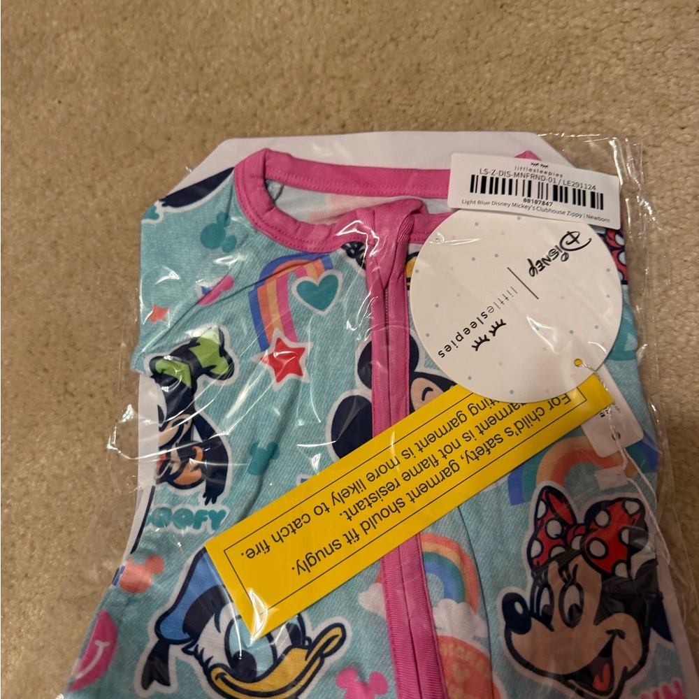 Little sleepies Mickey’s clubhouse zippy, size newborn